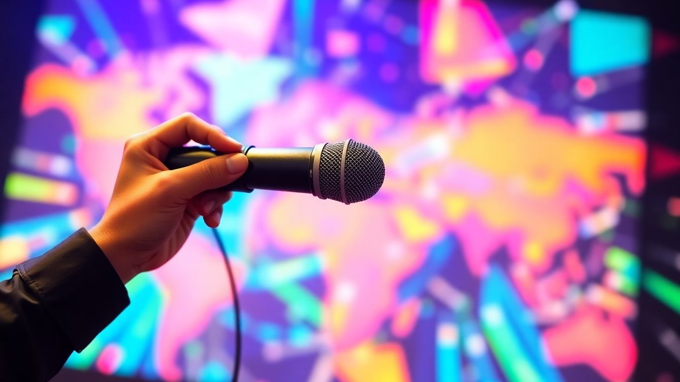 Podcast launch day excitement with microphone and global background.