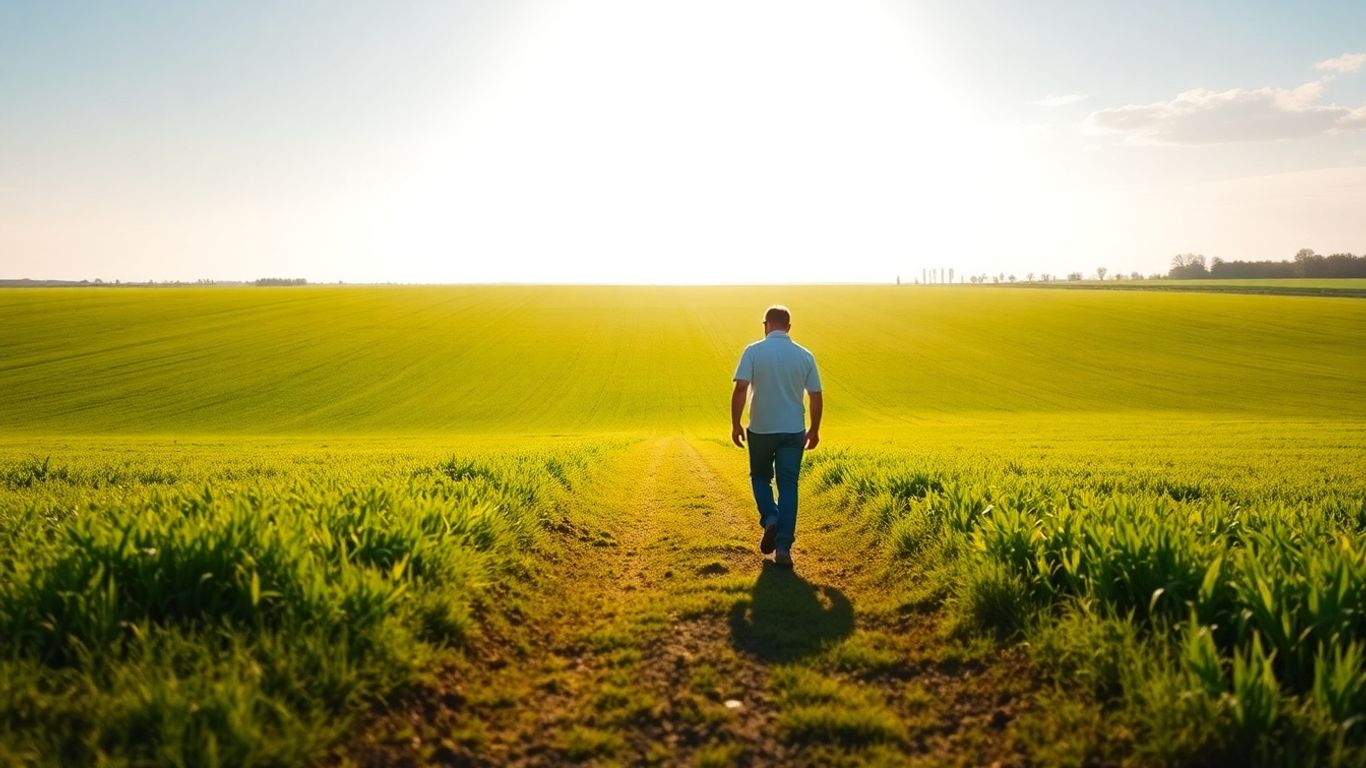 Person walking towards a bright, sunny future.
