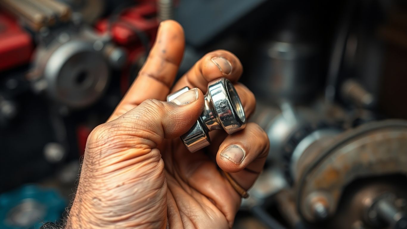 Mechanic holding a shiny Heim joint