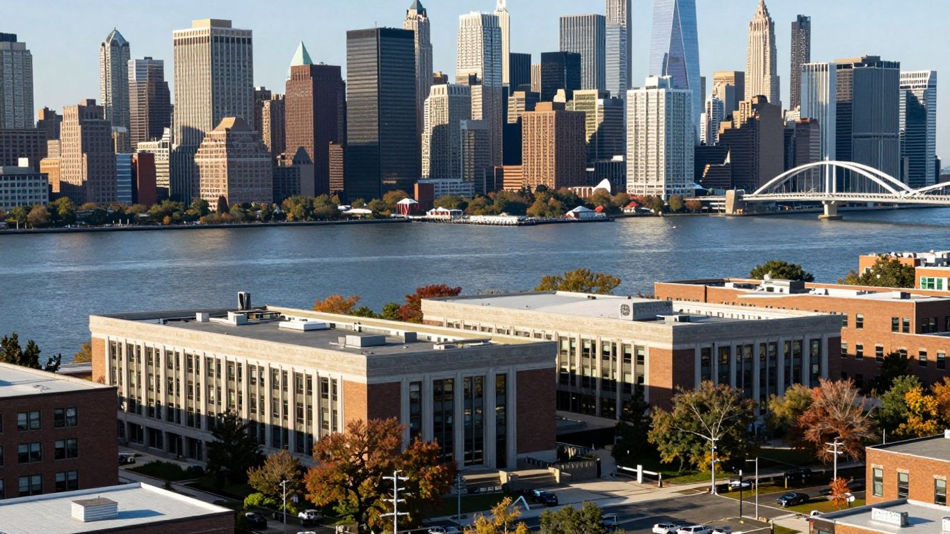 Stevens Institute of Technology campus with NYC skyline