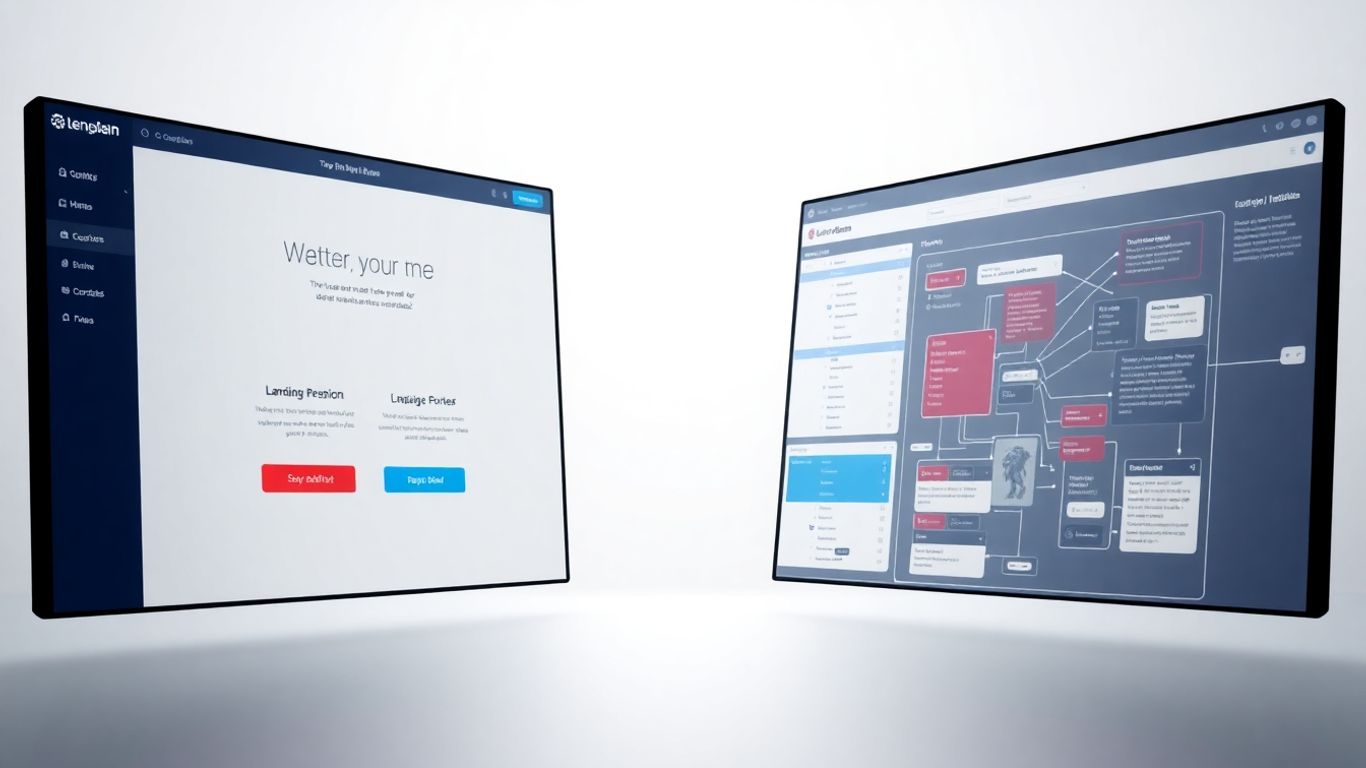 Landing page builder comparison with interfaces.