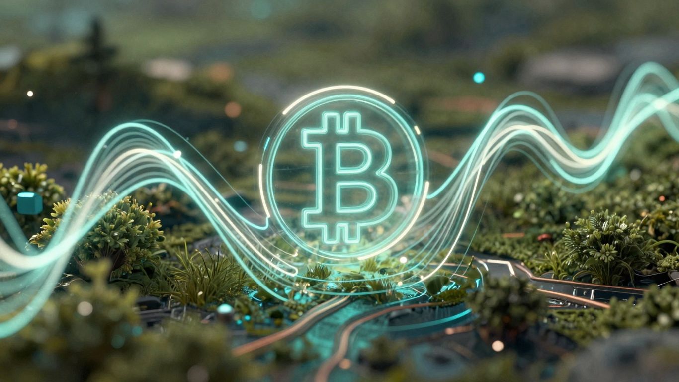 Digital assets navigating a futuristic landscape