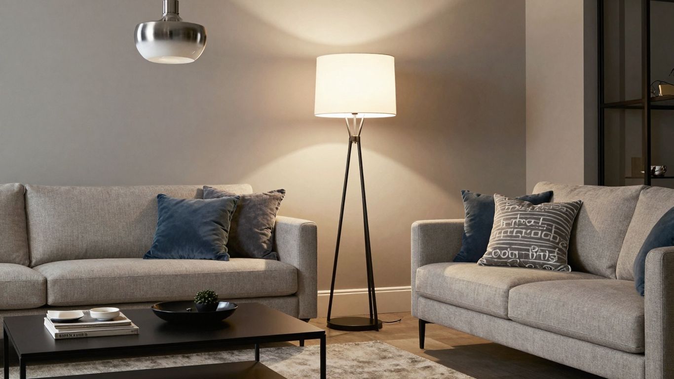 Elegant John Lewis lighting in a modern living room.