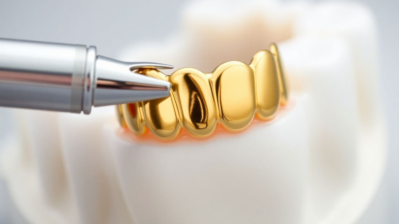 Corona dental de oro sobre un modelo de diente