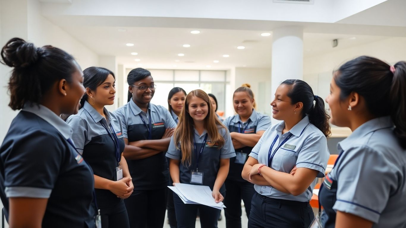 Hostel staff training session in progress.