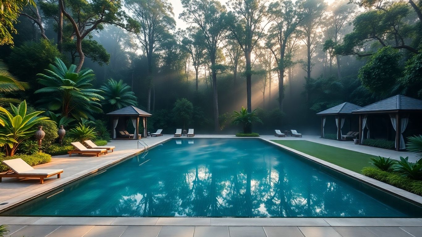 Rainforest retreat with pool and tranquil spa pavilions