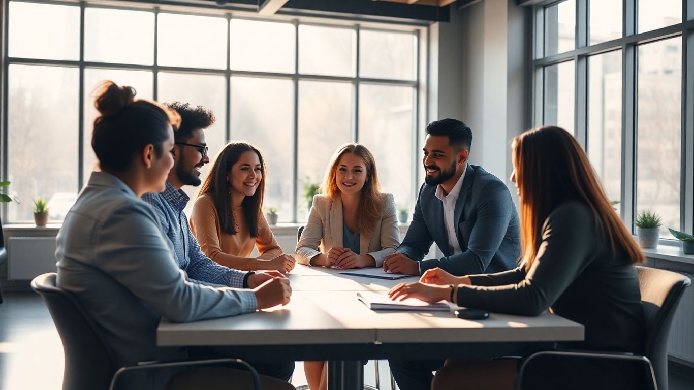 Des professionnels travaillant ensemble dans un bureau moderne.
