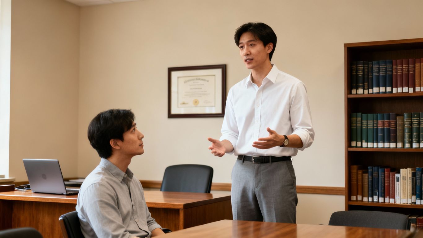 Person setting boundaries with authority figure.