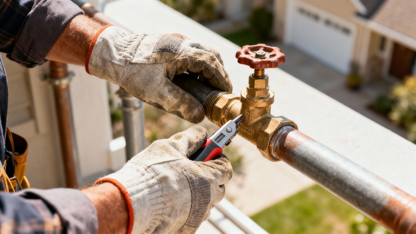 Hands inspecting a gas pipe for leaks.