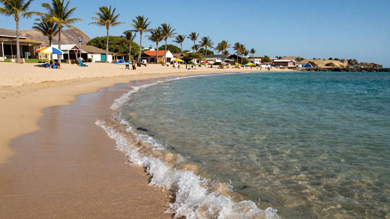 Affordable European beach destination with clear water and golden sand.