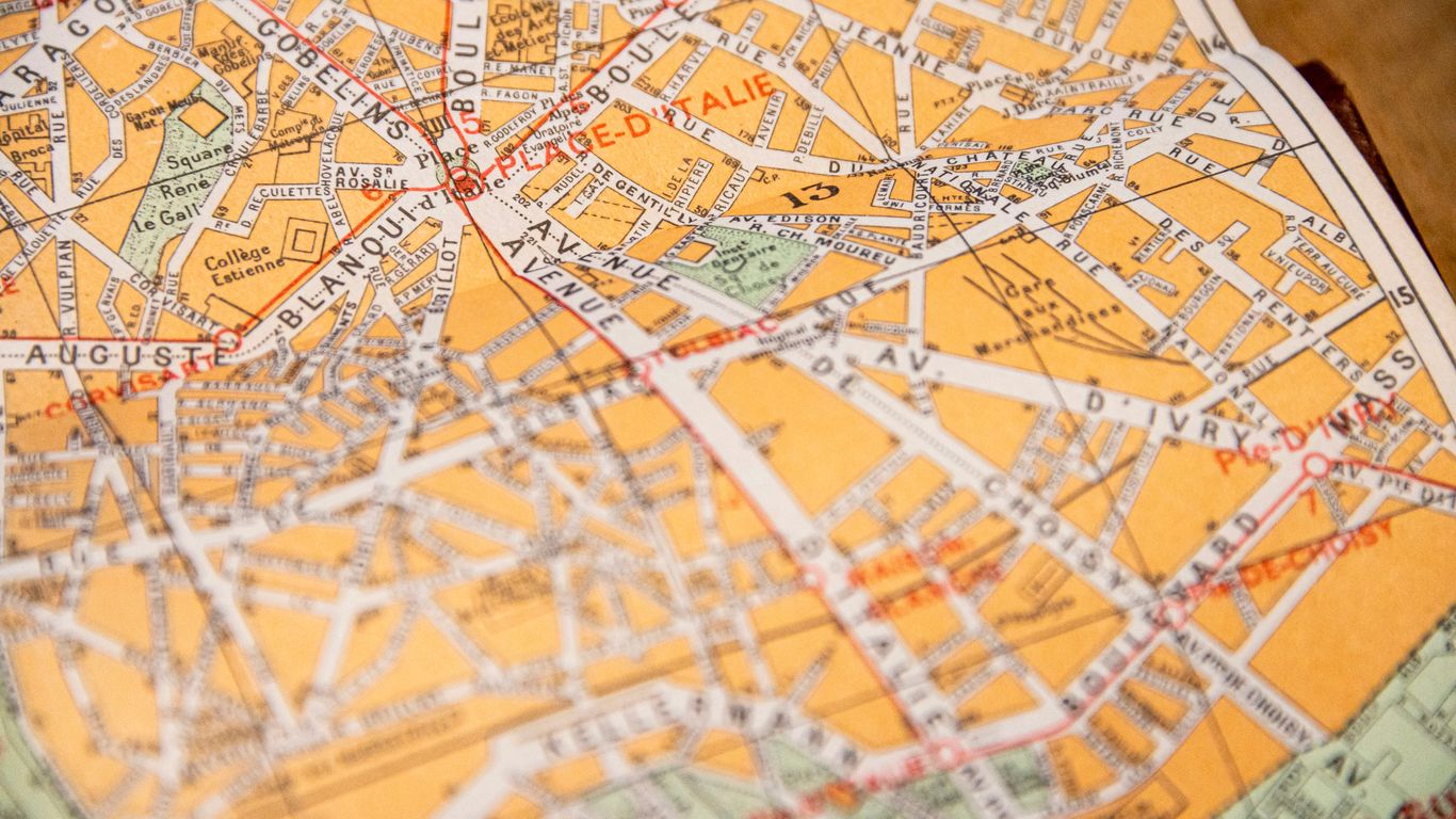A close up of a map on a table