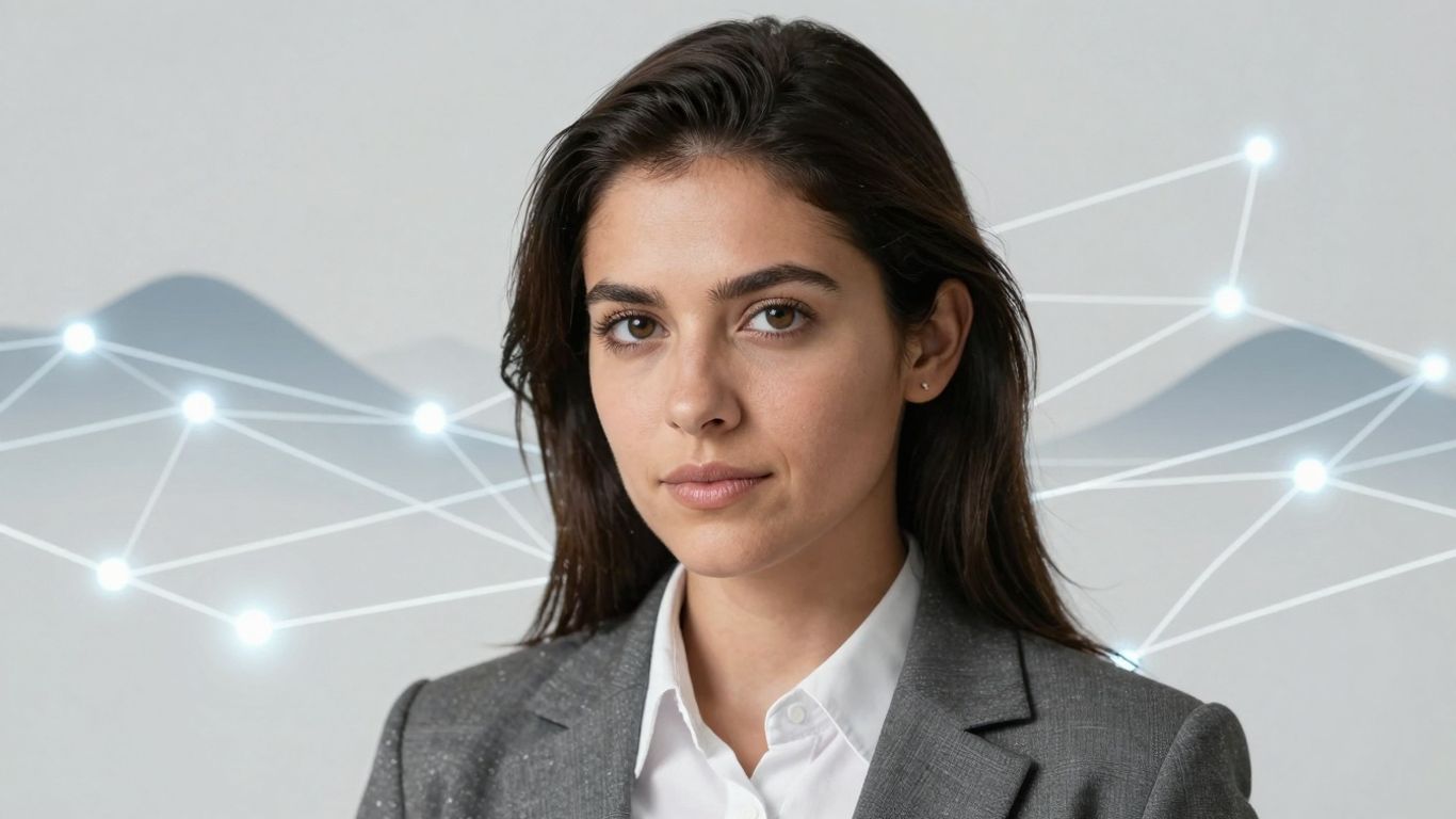 Abstract financial landscape with interconnected pathways and glowing nodes.