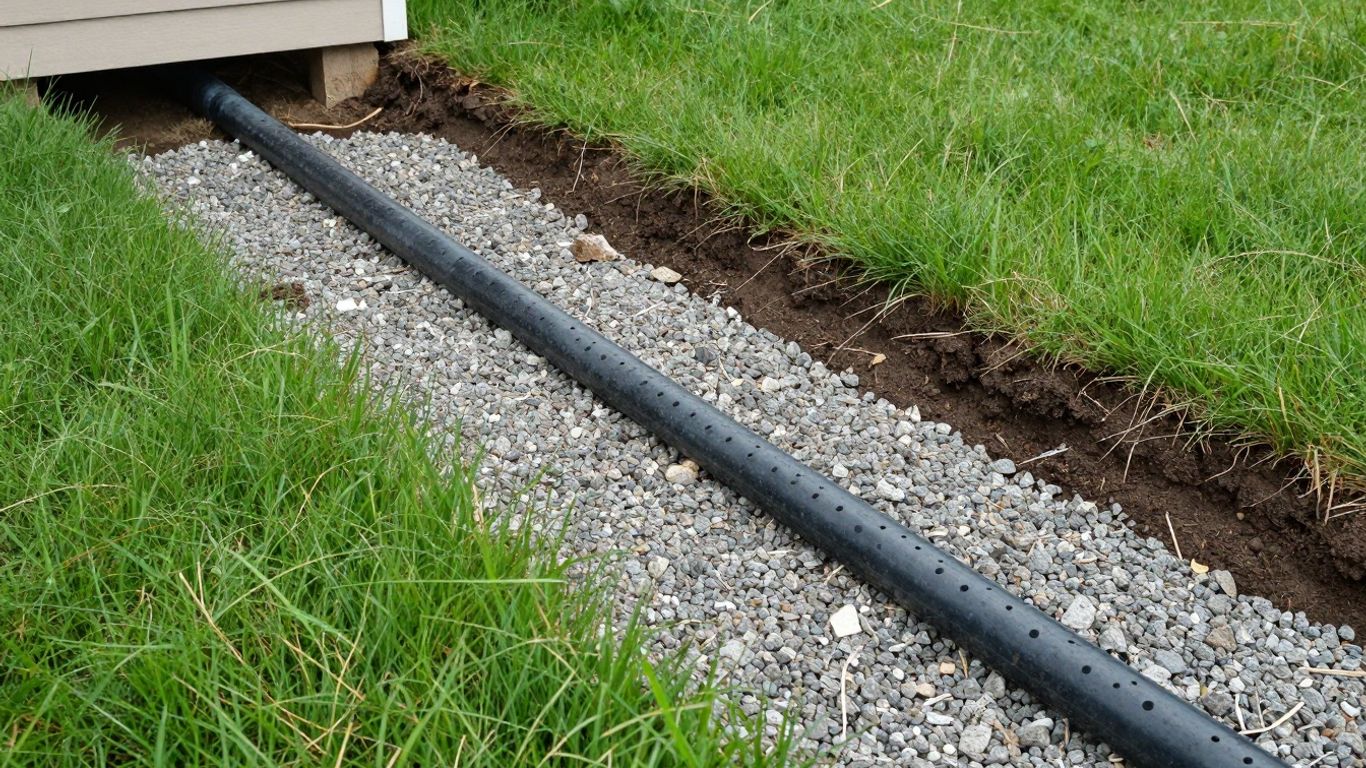 Home foundation drainage system protecting against water damage.