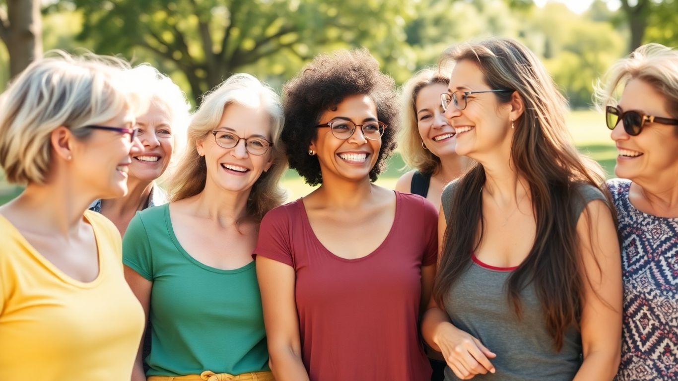 Mulheres saudáveis e felizes em um parque ensolarado.