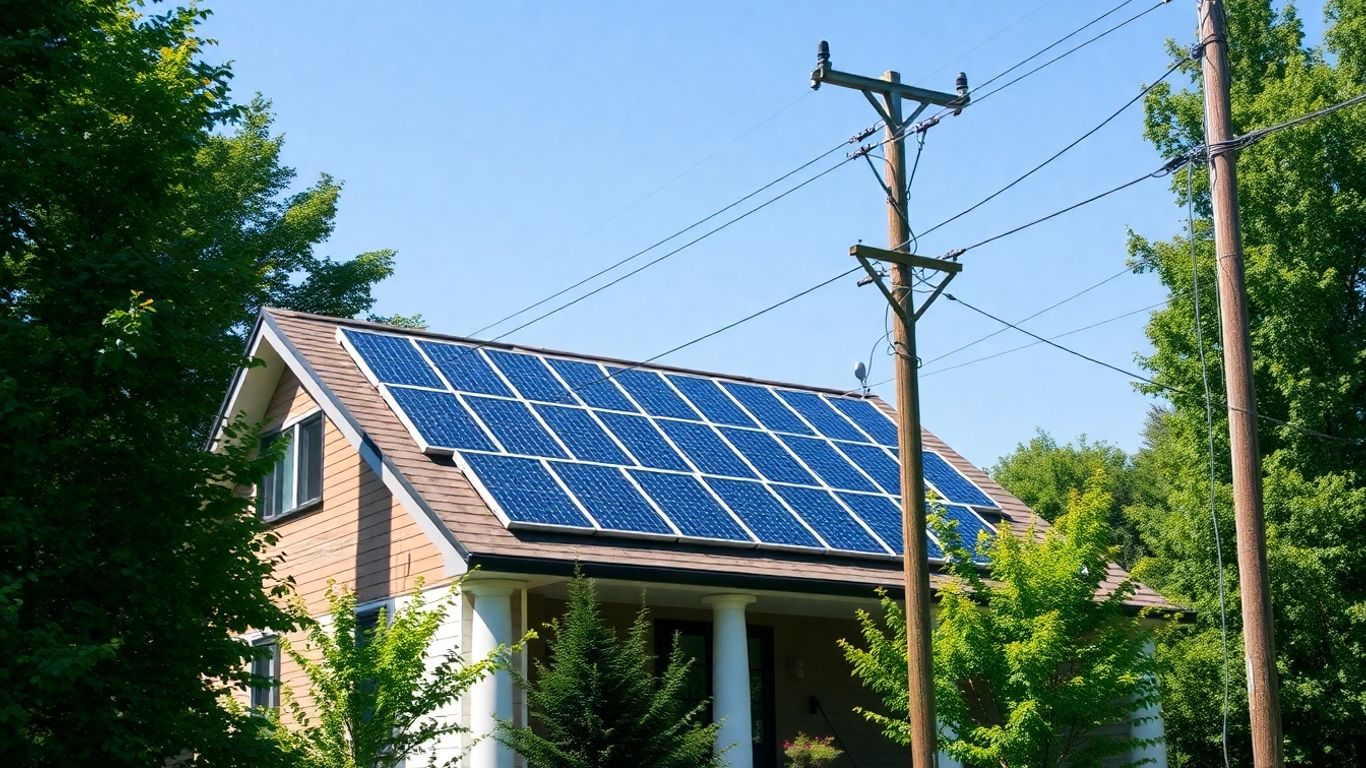 Maison avec panneaux solaires et raccordement Enedis