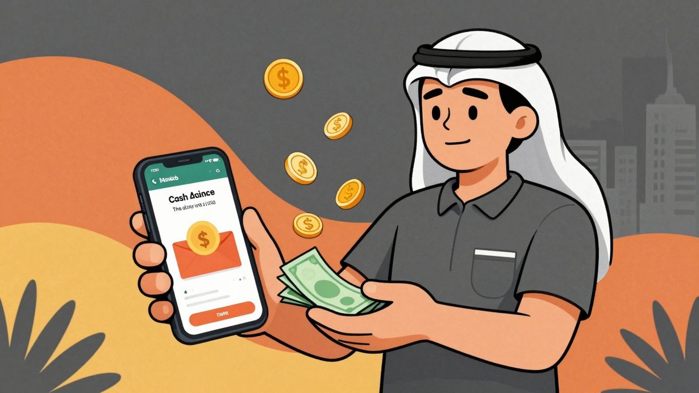 Gig worker receiving cash advance on phone