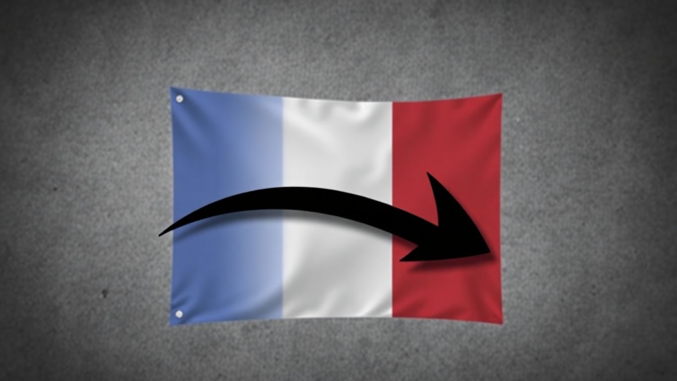 Drapeau français avec flèche descendante