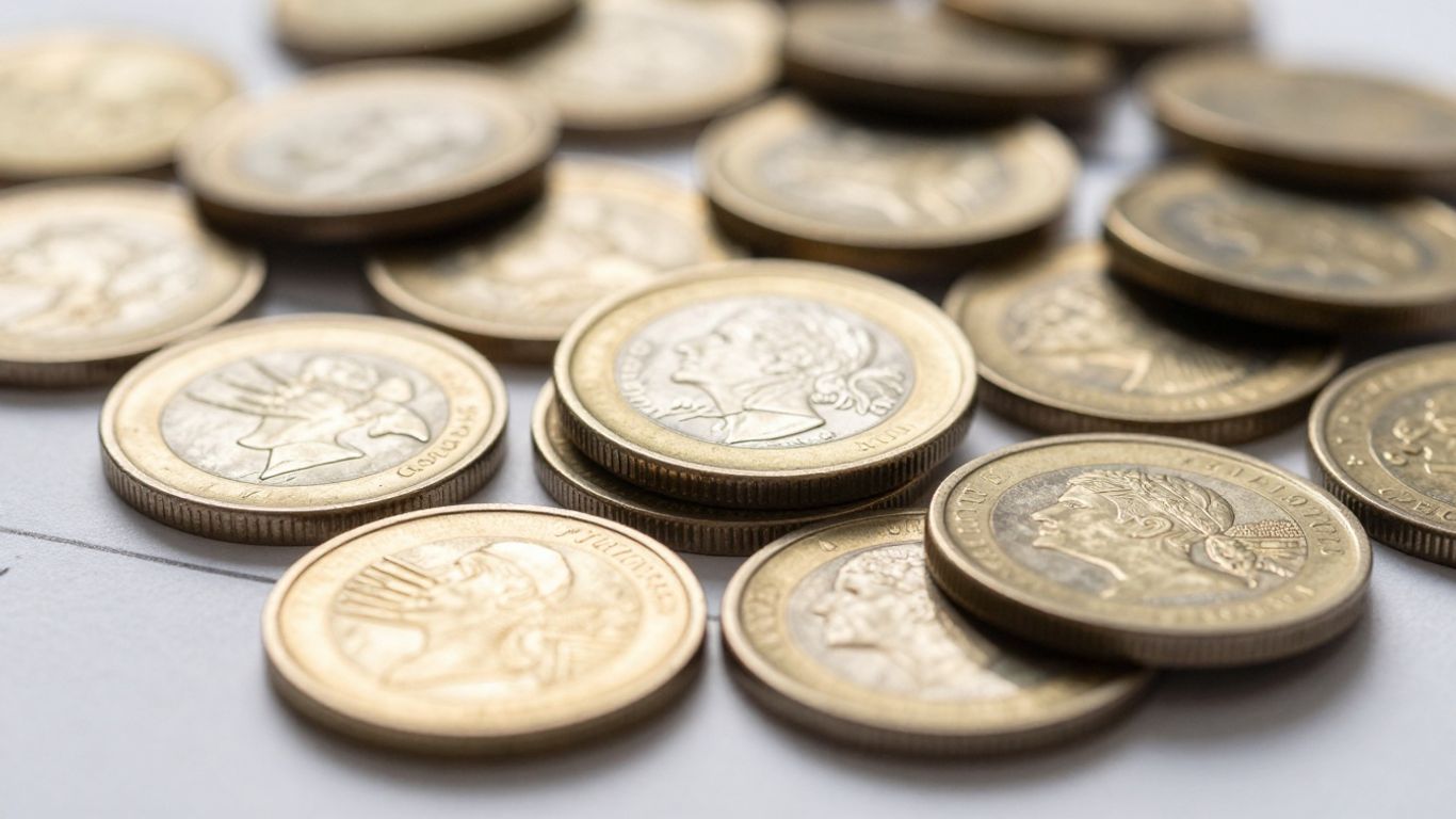 Gold coins and tax document, premium value