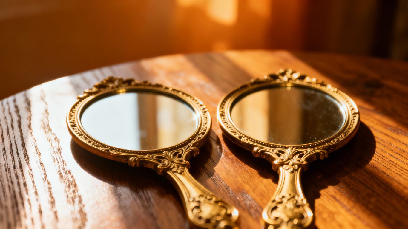 Two identical mirrors reflecting each other.