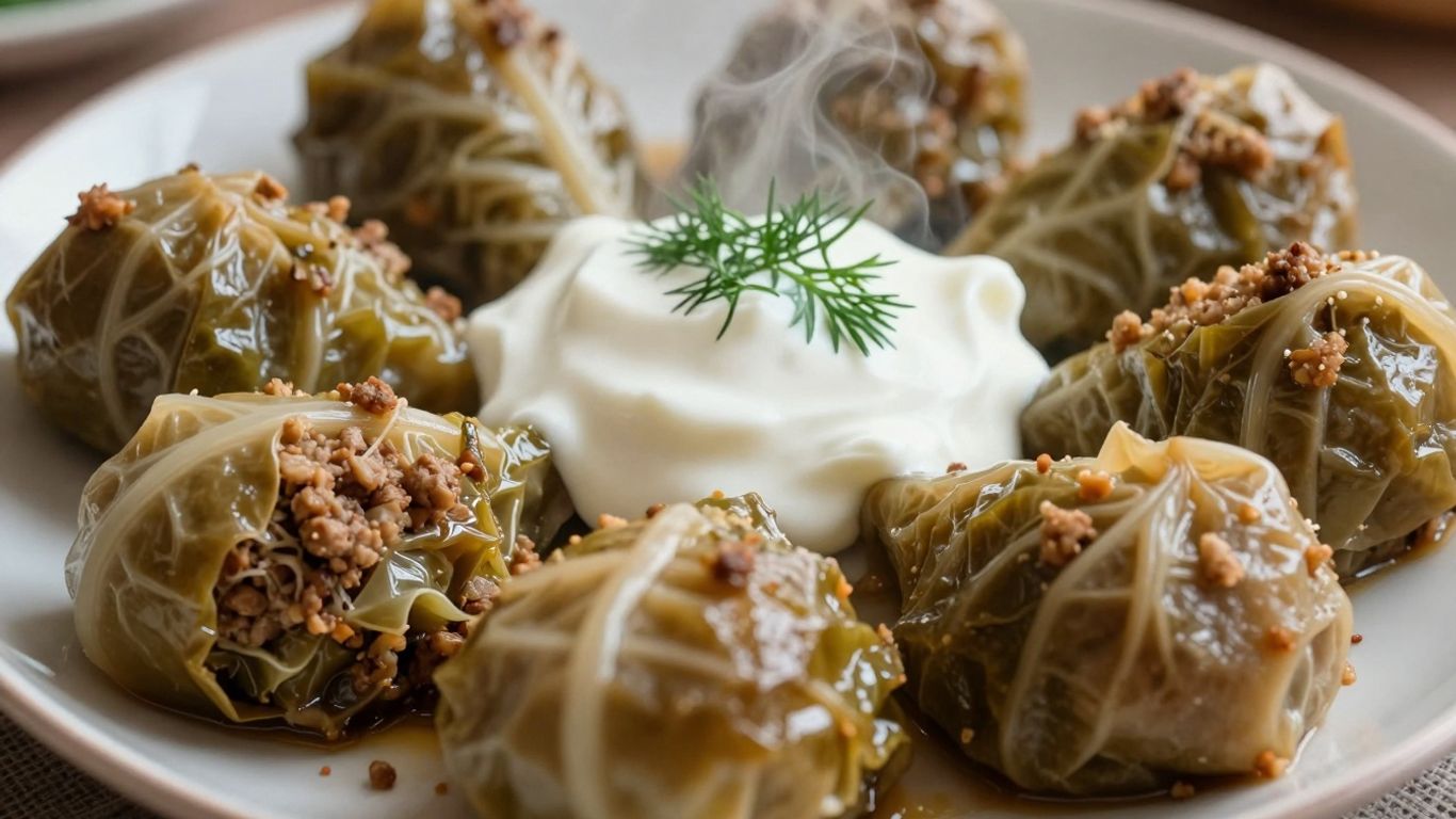 Farfurie cu sarmale, smântână și mărar, o amintire culinară.