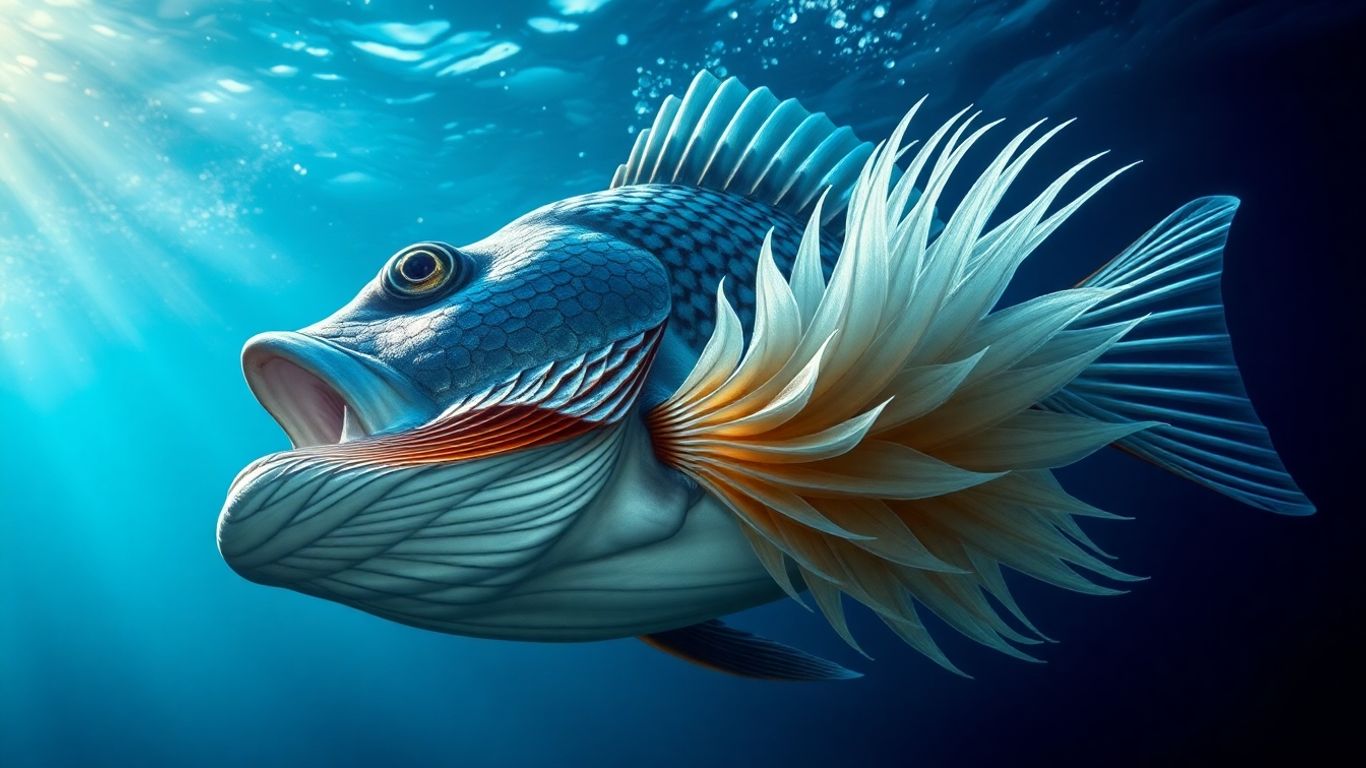 Peixe Atum nadando continuamente com respiração visível.
