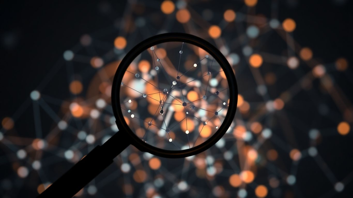 Magnifying glass over data network