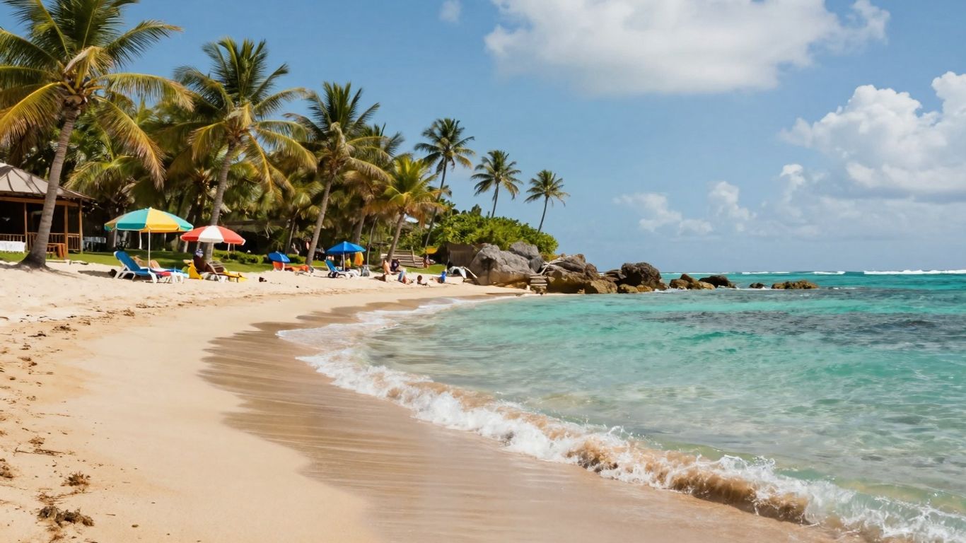 Affordable European beach with clear water and golden sand.