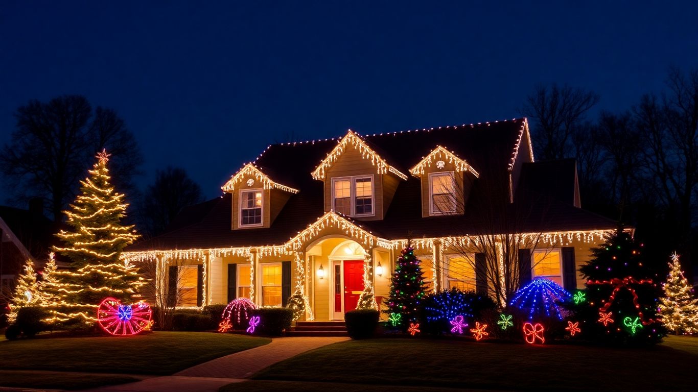 House with permanent Christmas lights in Lake St. Louis.
