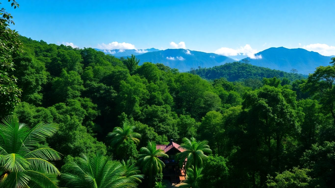 Rainforest and mountain vista in North Queensland.