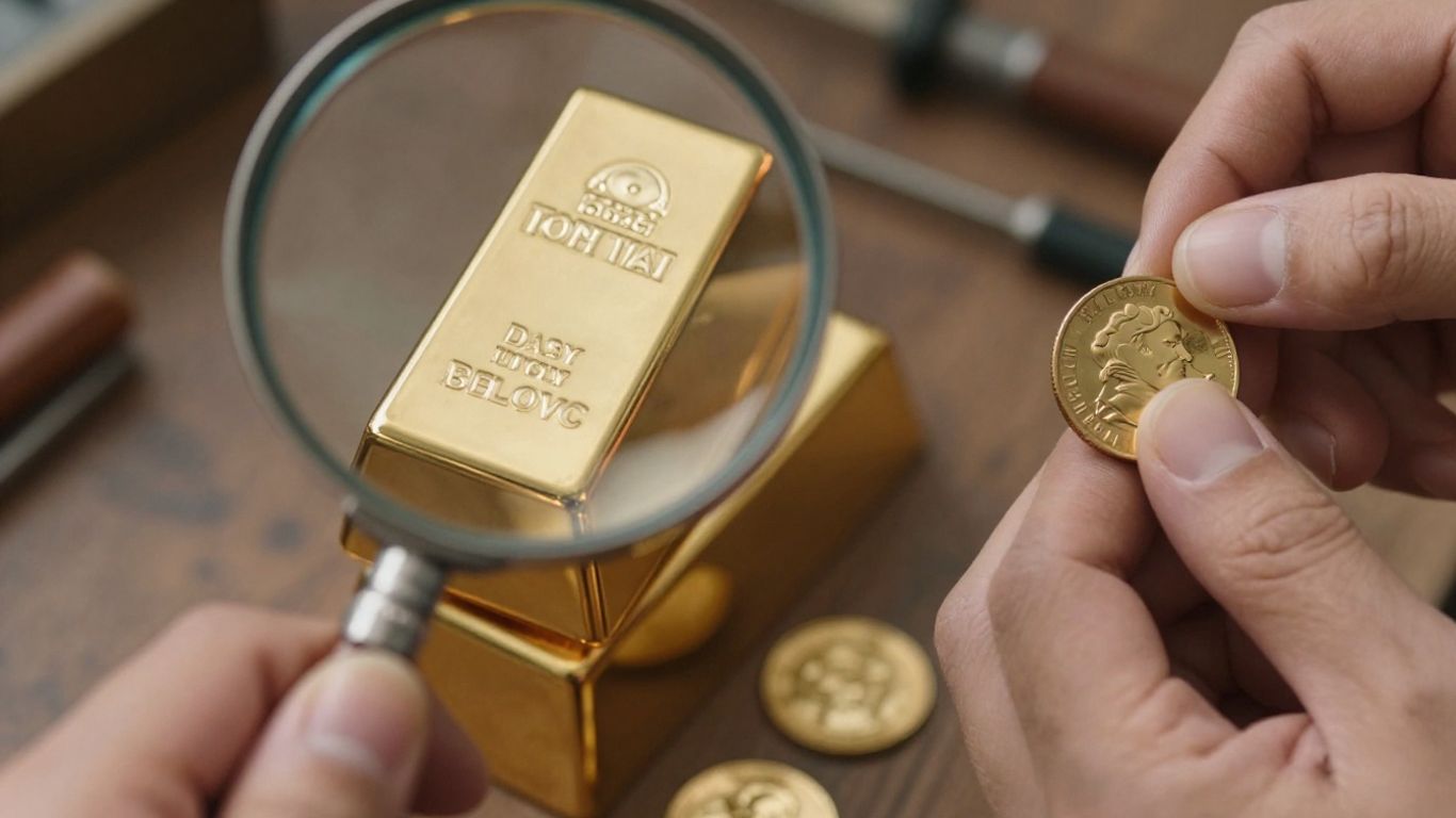 Vérification de l'authenticité d'une pièce d'or.