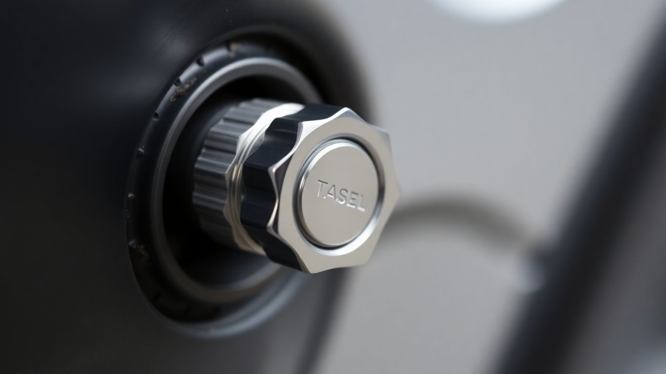 Car tire valve stem with a cap.