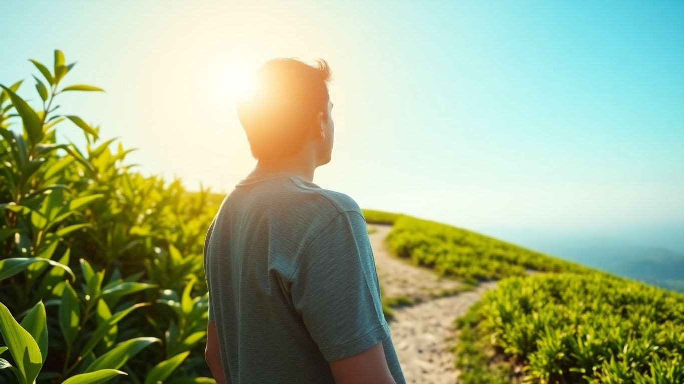 Person looking towards a bright, hopeful future.