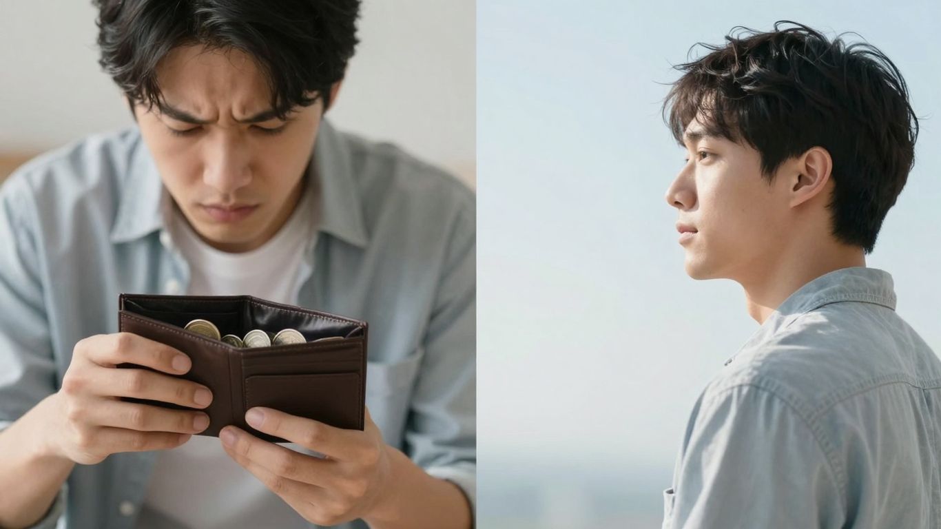 Aussie person stressed by bills, then looking to a brighter future.