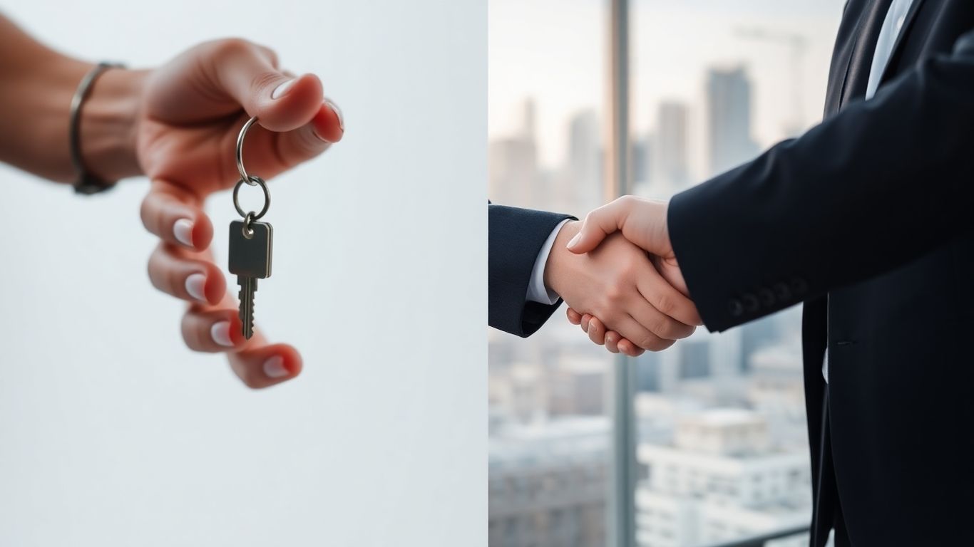 Real estate broker fee payment and handshake.