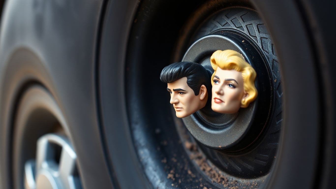 Celebrity tire cap on a car wheel.