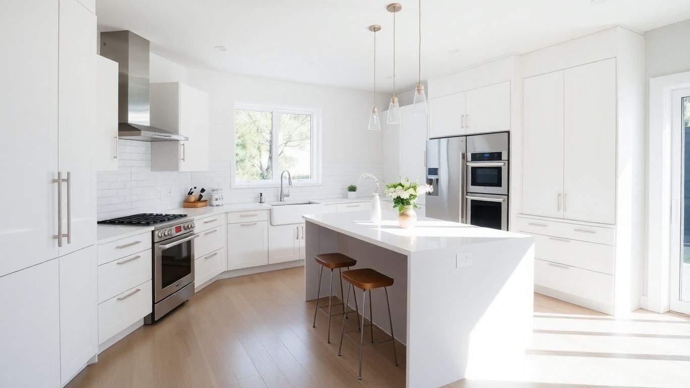 Renovated kitchen with island and natural light