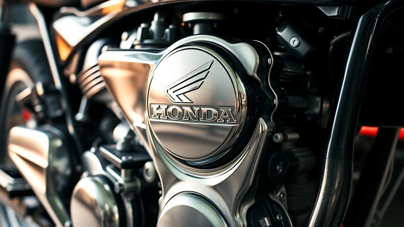 Pristine Honda engine close-up in a bright workshop.
