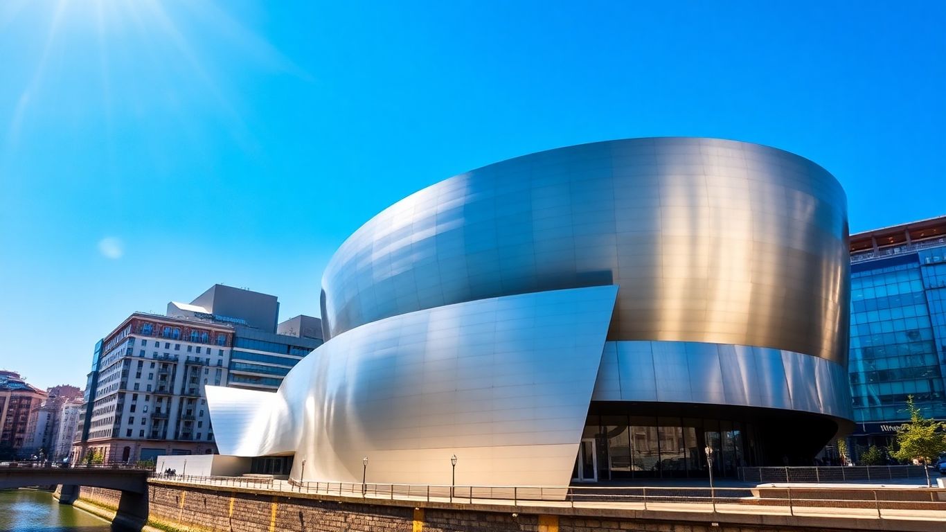 Guggenheim Museum Bilbao exterior with titanium curves.
