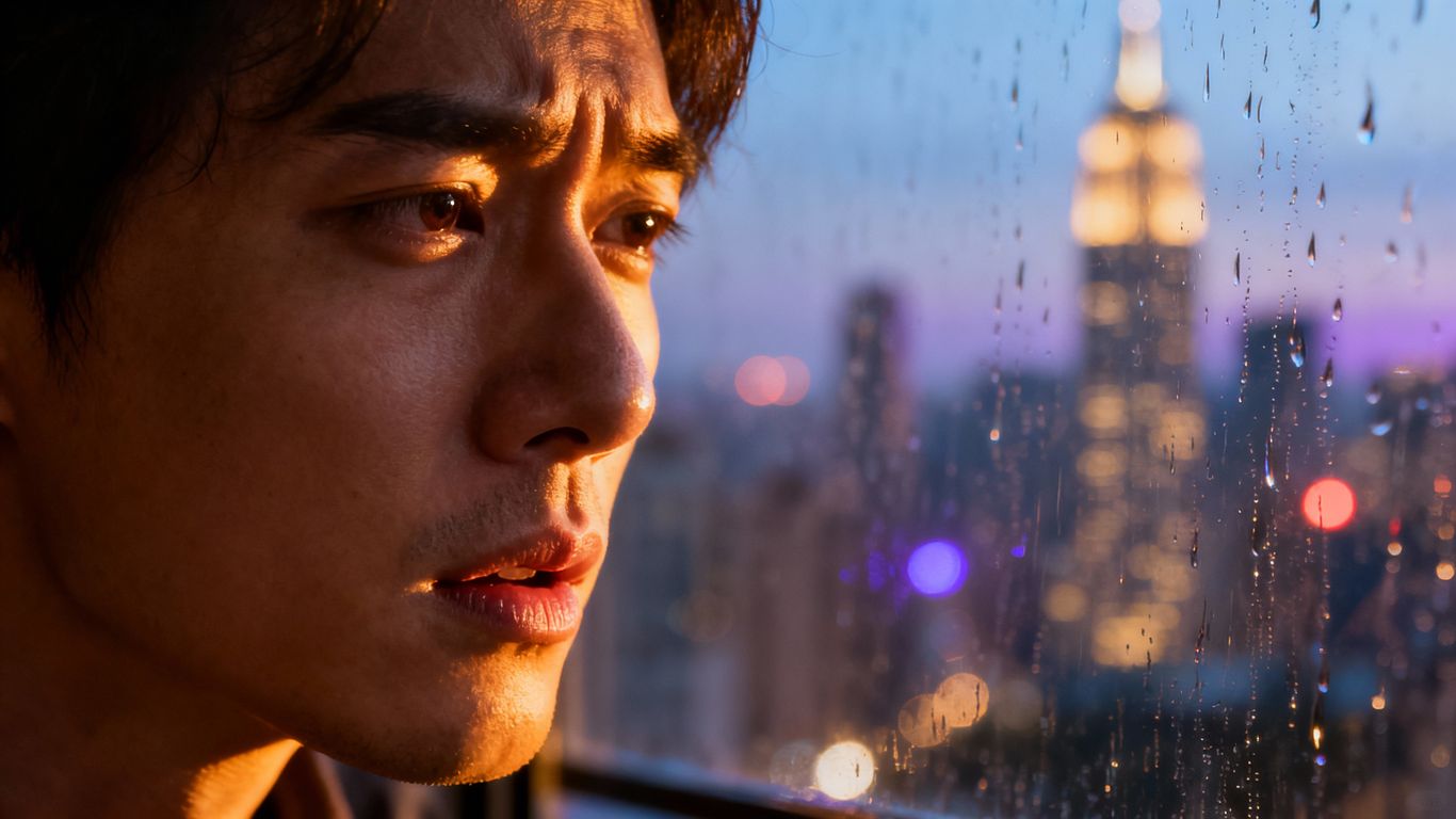 一個人望向窗外,充滿希望與期待。