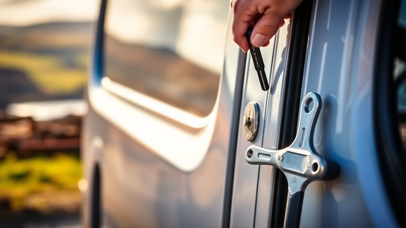 Locksmith opening a van door in Devon.
