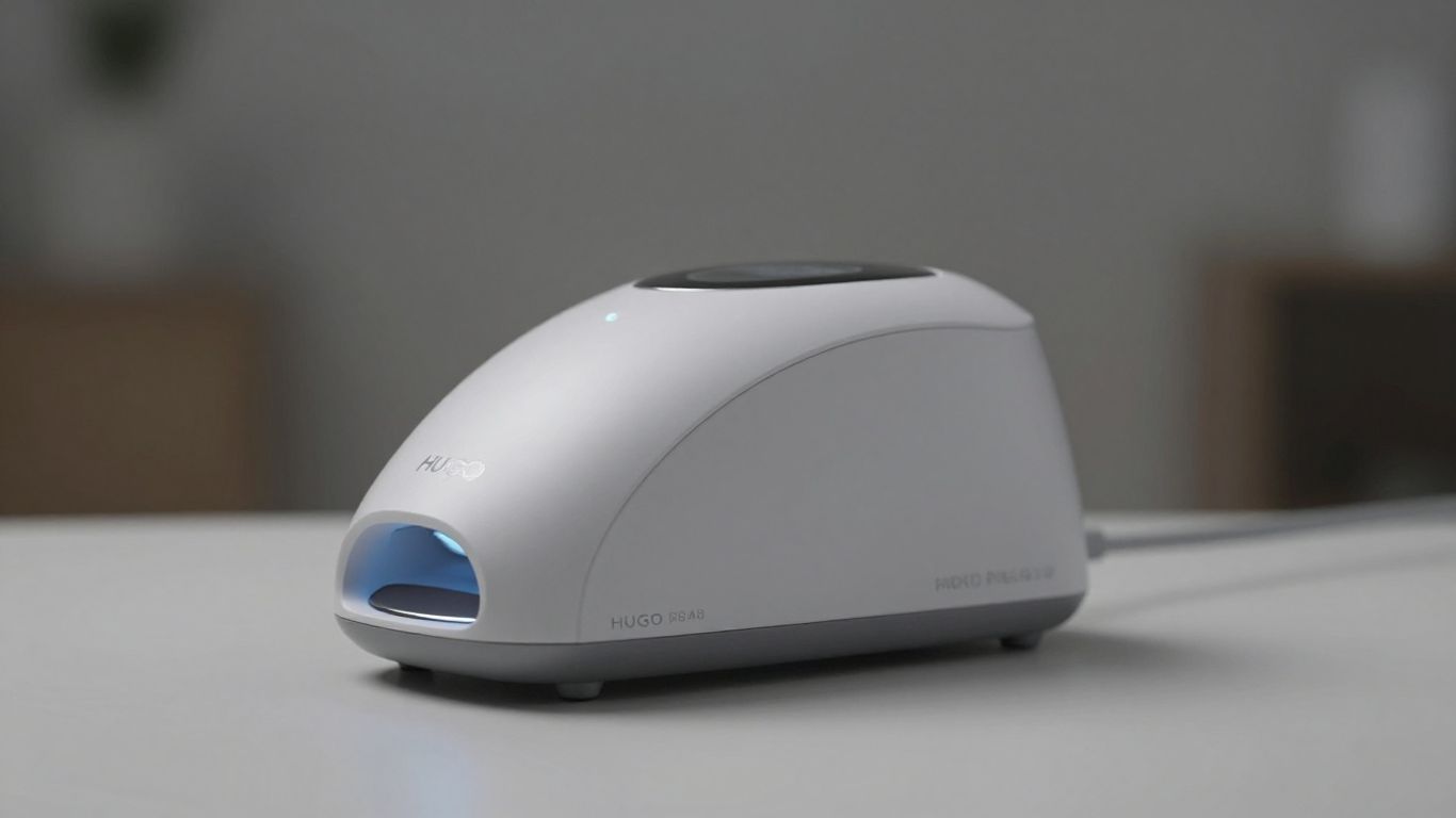 Hugo PEMF therapy device emitting a gentle glow.