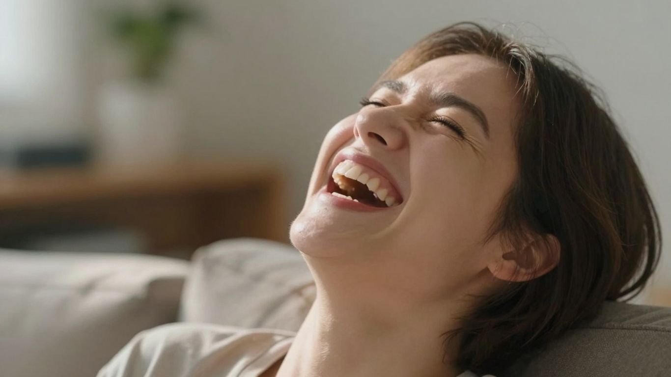 Person laughing, embracing life's funny little lessons.