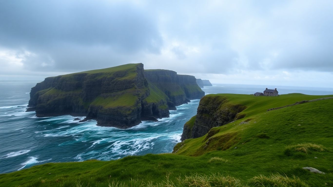 Irlandzkie wyspy z klifami i oceanem