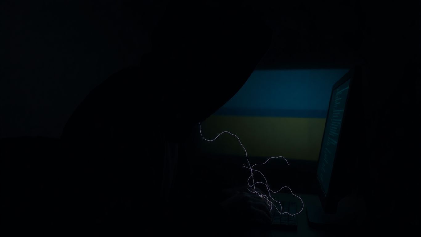 Hacker in shadows targeting Ukrainian systems.