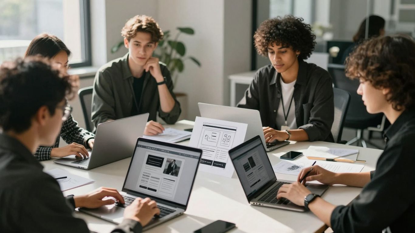 Team collaborating on e-commerce website design