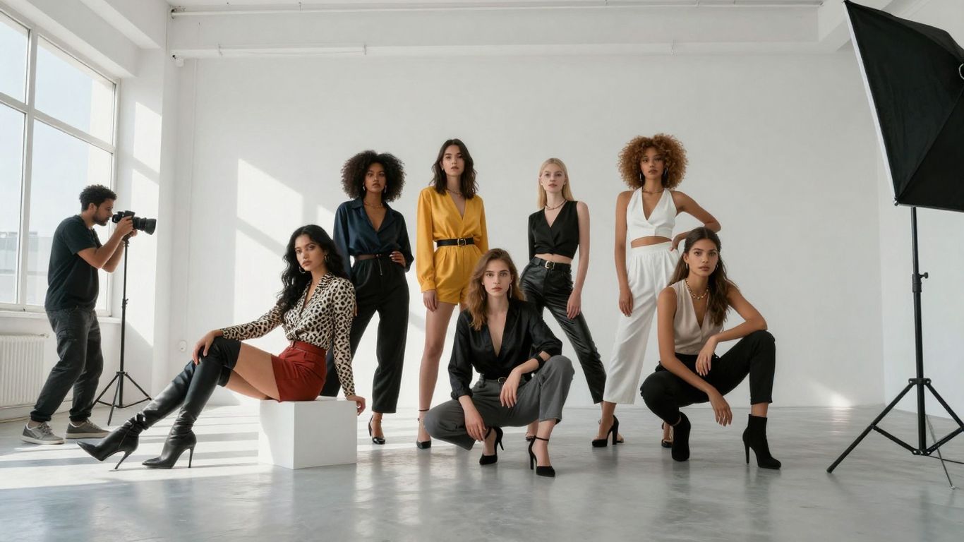 Models posing for a photoshoot in San Antonio.