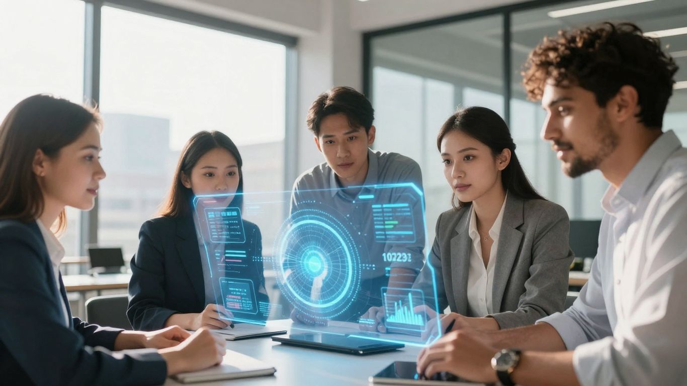 Professionals interacting with digital health interface