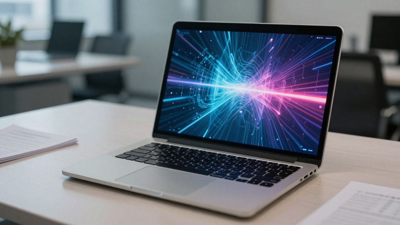Cyber security dashboard on a laptop screen.