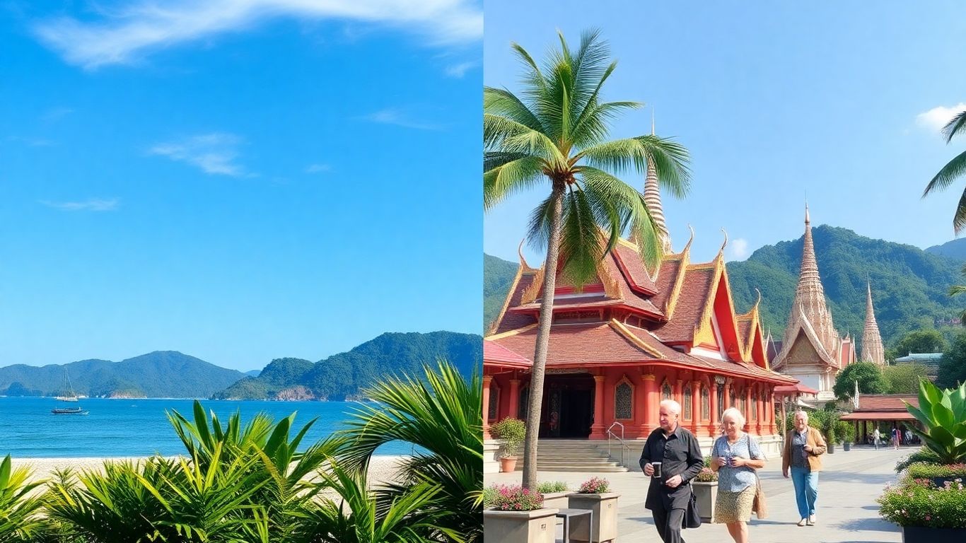 Phuket beach and Chiang Mai mountains comparison
