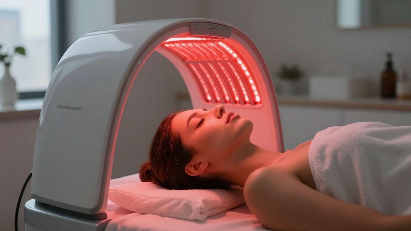 Red light therapy session in a New York City wellness center.